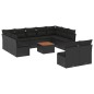 vidaXL Set de sofás de jardín 12 piezas cojines ratán sintético negro vidaXL Set de sofás de jardín 12 piezas cojines ratán sintético negro