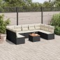 vidaXL Set de sofás de jardín 10 pzas cojines ratán sintético negro vidaXL Set de sofás de jardín 10 pzas cojines ratán sintético negro