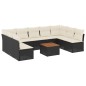 vidaXL Set de sofás de jardín 10 pzas cojines ratán sintético negro vidaXL Set de sofás de jardín 10 pzas cojines ratán sintético negro
