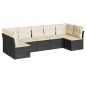 vidaXL Set de comedor de jardín 7 pzas y cojines ratán sintético negro vidaXL Set de comedor de jardín 7 pzas y cojines ratán sintético negro