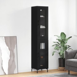 vidaXL Aparador de madera contrachapada negro 34,5x34x180 cm