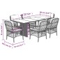 vidaXL Set comedor jardín 7 pzas y cojines ratán sintético gris vidaXL Set comedor jardín 7 pzas y cojines ratán sintético gris