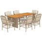 vidaXL Set comedor de jardín 7 pzas con cojines ratán sintético beige vidaXL Set comedor de jardín 7 pzas con cojines ratán sintético beige