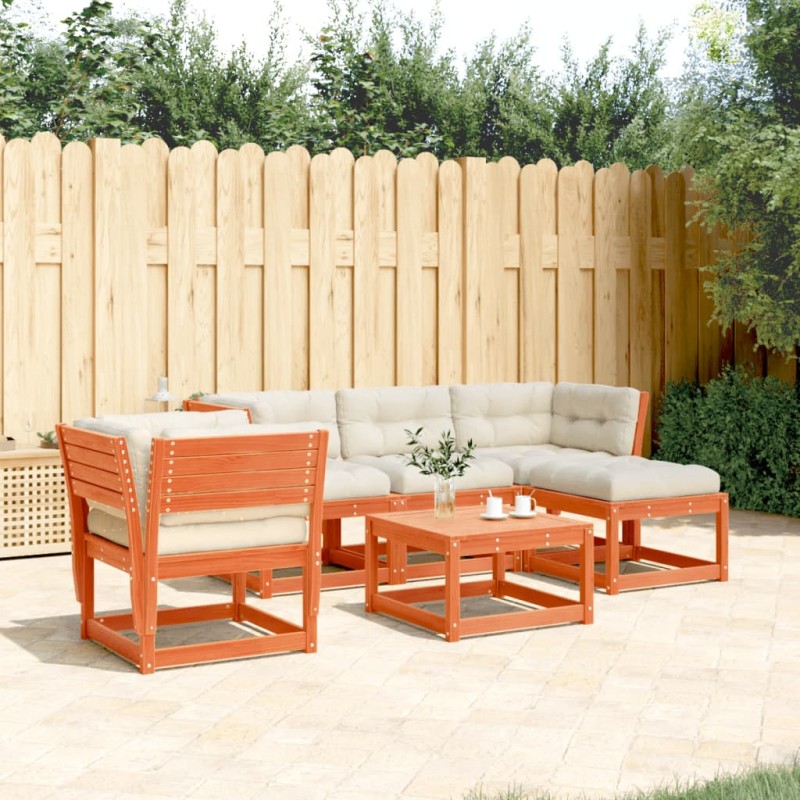 vidaXL Set muebles jardín 5 pzas con cojines madera pino marrón cera vidaXL Set muebles jardín 5 pzas con cojines madera pino marrón cera
