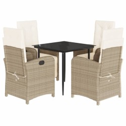 vidaXL Set comedor de jardín 5 pzas con cojines ratán sintético beige