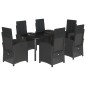 vidaXL Set de comedor de jardín 7 pzas y cojines ratán sintético negro vidaXL Set de comedor de jardín 7 pzas y cojines ratán sintético negro