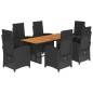 vidaXL Set de comedor de jardín 7 pzas y cojines ratán sintético negro vidaXL Set de comedor de jardín 7 pzas y cojines ratán sintético negro