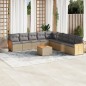 vidaXL Juego de sofás jardín con cojines beige 10 pzas ratán sintético