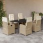 vidaXL Set comedor de jardín 7 pzas con cojines ratán sintético beige vidaXL Set comedor de jardín 7 pzas con cojines ratán sintético beige