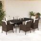 vidaXL Set comedor de jardín 7 pzas con cojines ratán sintético marrón vidaXL Set comedor de jardín 7 pzas con cojines ratán sintético marrón