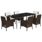 vidaXL Set comedor de jardín 7 pzas con cojines ratán sintético marrón vidaXL Set comedor de jardín 7 pzas con cojines ratán sintético marrón