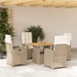 vidaXL Set comedor de jardín 5 pzas con cojines ratán sintético beige vidaXL Set comedor de jardín 5 pzas con cojines ratán sintético beige