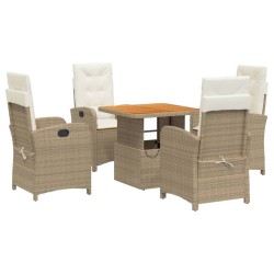 vidaXL Set comedor de jardín 5 pzas con cojines ratán sintético beige