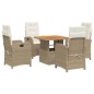vidaXL Set comedor de jardín 5 pzas con cojines ratán sintético beige vidaXL Set comedor de jardín 5 pzas con cojines ratán sintético beige