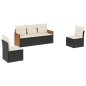 vidaXL Set de muebles de jardín 5 pzas y cojines ratán sintético negro vidaXL Set de muebles de jardín 5 pzas y cojines ratán sintético negro