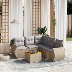 vidaXL Juego de sofás jardín con cojines 6 pzas ratán sintético beige