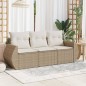 vidaXL Juego de sofás de jardín con cojines beige 3 pzas ratán PE vidaXL Juego de sofás de jardín con cojines beige 3 pzas ratán PE