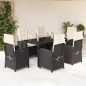 vidaXL Set de comedor de jardín 7 pzas y cojines ratán sintético negro vidaXL Set de comedor de jardín 7 pzas y cojines ratán sintético negro