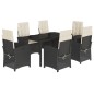 vidaXL Set de comedor de jardín 7 pzas y cojines ratán sintético negro vidaXL Set de comedor de jardín 7 pzas y cojines ratán sintético negro