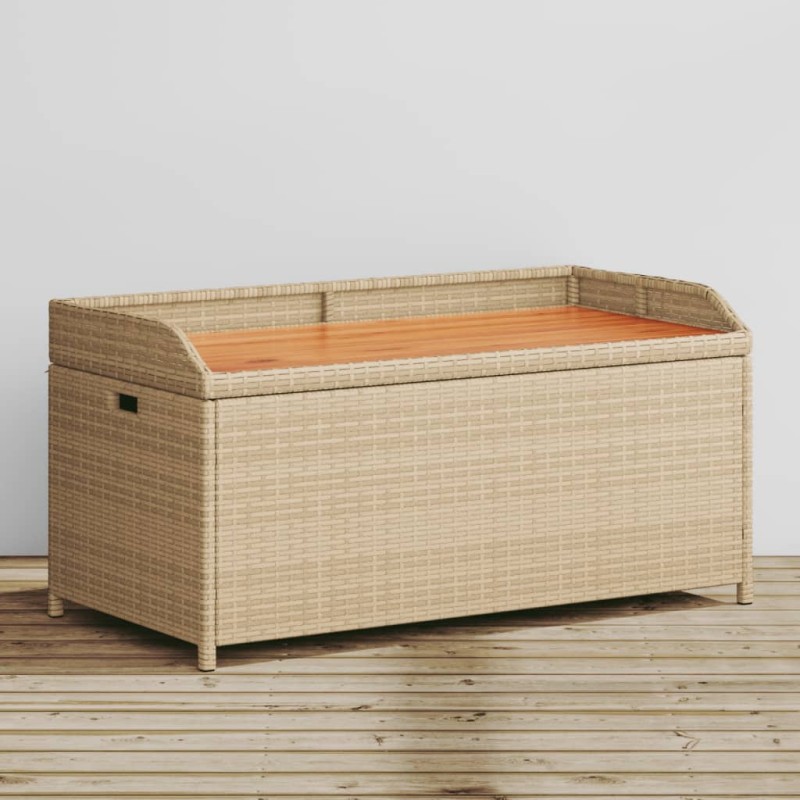 vidaXL Banco con almacenaje acacia ratán PE beige mezcla 100x50x52 cm vidaXL Banco con almacenaje acacia ratán PE beige mezcla 100x50x52 cm