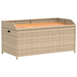 vidaXL Banco con almacenaje acacia ratán PE beige mezcla 100x50x52 cm