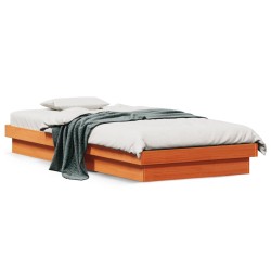 vidaXL Estructura de cama LED madera maciza pino marrón cera 90x190 cm