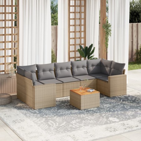 vidaXL Juego de sofás de jardín con cojines beige 8 pzas ratán PE
