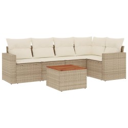 vidaXL Juego de sofás jardín con cojines 6 pzas ratán sintético beige