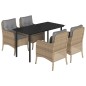 vidaXL Set comedor de jardín 5 pzas con cojines ratán sintético beige vidaXL Set comedor de jardín 5 pzas con cojines ratán sintético beige