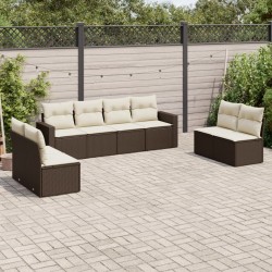 vidaXL Set sofás de jardín 8 piezas y cojines ratán sintético marrón