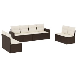 vidaXL Set sofás de jardín 8 piezas y cojines ratán sintético marrón