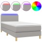 vidaXL Cama box spring colchón y luces LED tela gris claro 90x200 cm