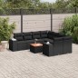 vidaXL Set de sofás de jardín 8 piezas y cojines ratán sintético negro vidaXL Set de sofás de jardín 8 piezas y cojines ratán sintético negro
