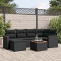 vidaXL Set de comedor de jardín 7 pzas y cojines ratán sintético negro vidaXL Set de comedor de jardín 7 pzas y cojines ratán sintético negro
