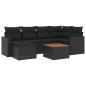 vidaXL Set de comedor de jardín 7 pzas y cojines ratán sintético negro vidaXL Set de comedor de jardín 7 pzas y cojines ratán sintético negro