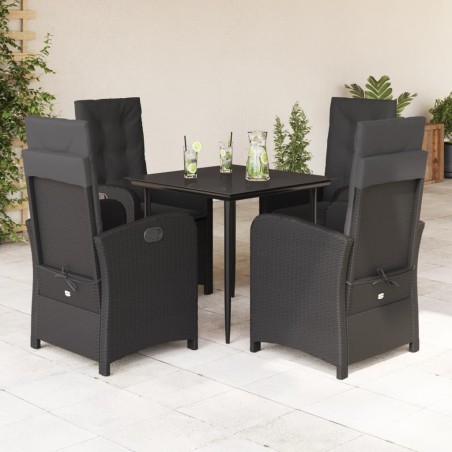 vidaXL Set de muebles jardín 5 pzas con cojines ratán sintético negro