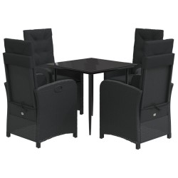 vidaXL Set de muebles jardín 5 pzas con cojines ratán sintético negro
