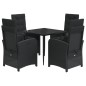 vidaXL Set de muebles jardín 5 pzas con cojines ratán sintético negro