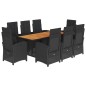 vidaXL Set de comedor de jardín 9 pzas y cojines ratán sintético negro vidaXL Set de comedor de jardín 9 pzas y cojines ratán sintético negro