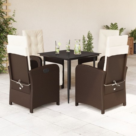 vidaXL Set comedor de jardín 5 piezas y cojines ratán sintético marrón