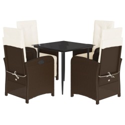vidaXL Set comedor de jardín 5 piezas y cojines ratán sintético marrón