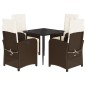 vidaXL Set comedor de jardín 5 piezas y cojines ratán sintético marrón