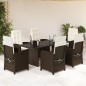 vidaXL Set comedor de jardín 7 pzas con cojines ratán sintético marrón vidaXL Set comedor de jardín 7 pzas con cojines ratán sintético marrón