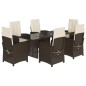 vidaXL Set comedor de jardín 7 pzas con cojines ratán sintético marrón vidaXL Set comedor de jardín 7 pzas con cojines ratán sintético marrón