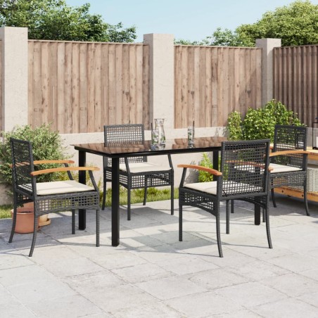 vidaXL Set de muebles jardín 5 pzas con cojines ratán sintético negro