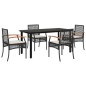 vidaXL Set de muebles jardín 5 pzas con cojines ratán sintético negro vidaXL Set de muebles jardín 5 pzas con cojines ratán sintético negro