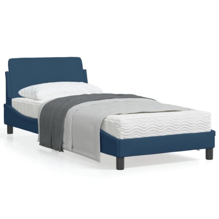 vidaXL Estructura de cama con cabecero de tela azul 90x200 cm