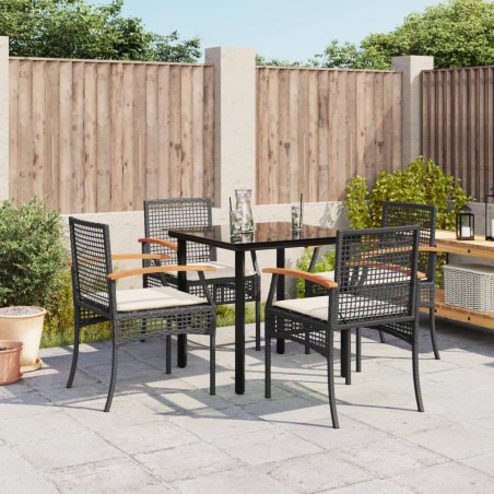vidaXL Set de muebles jardín 5 pzas con cojines ratán sintético negro