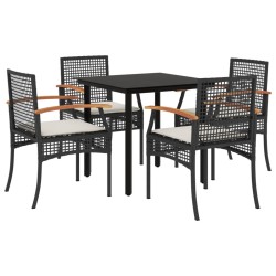 vidaXL Set de muebles jardín 5 pzas con cojines ratán sintético negro
