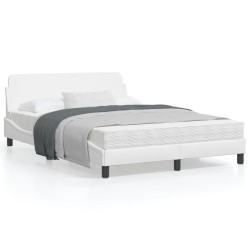 vidaXL Estructura de cama cabecero cuero sintético blanco 140x190 cm